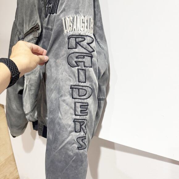 Vintage Los Angeles Raiders Bomber Jacket Nutmeg Mens Large Gray NFL Football - Picture 7 of 10